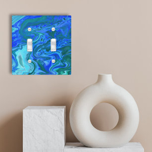 Blue Turquoise Marble Fluid Marble Unique Light Switch Cover