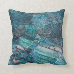 Blue Turquoise Marble Stone Rock Granite Throw Pillow