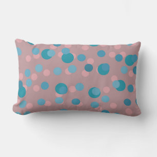 blue, turquoise, mauve and rose polka dots lumbar pillow
