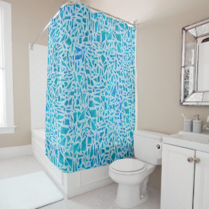 Blue Turquoise Mosaic Glass Tile Modern Chic