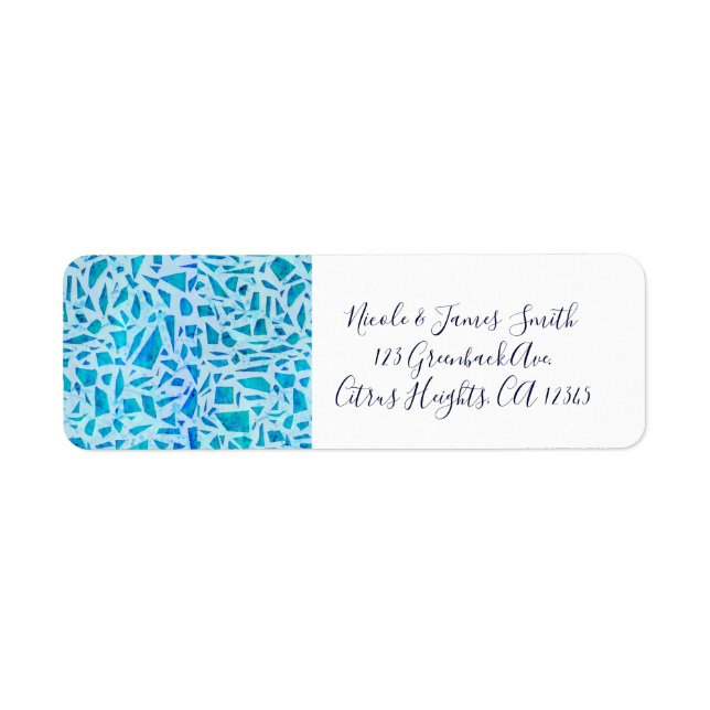 Blue Turquoise Mosaic Glass Tile Modern Chic Party (Front)