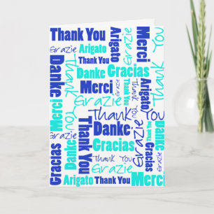 Blue Turquoise Multilingual Merci Collage