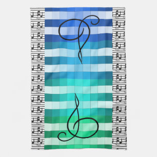 Blue Turquoise Musical Music Musician Kitchen Gift Kitchen Towel