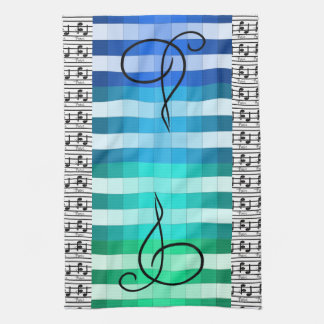 Blue Turquoise Musical Music Musician Kitchen Gift Towel