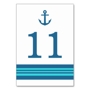 Blue Turquoise Nautical Anchor Table Card