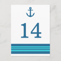 Blue Turquoise Nautical Anchor Table Postcard