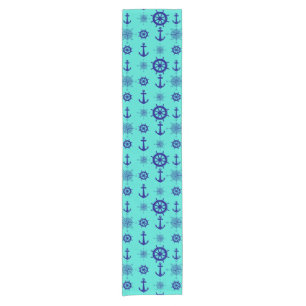 Blue Turquoise Nautical Coastal Boating Short Table Runner