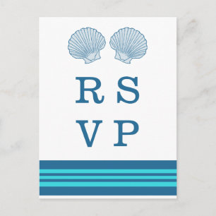 Blue Turquoise Nautical Seashells RSVP Postcard