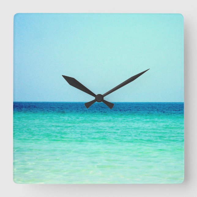Blue Turquoise Ocean Wall Clock (Front)