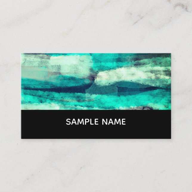blue turquoise paint stroke abstract  artistic business card (Front)