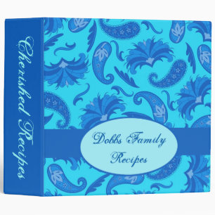 Blue Turquoise Paisley Name Personalized Album Binder