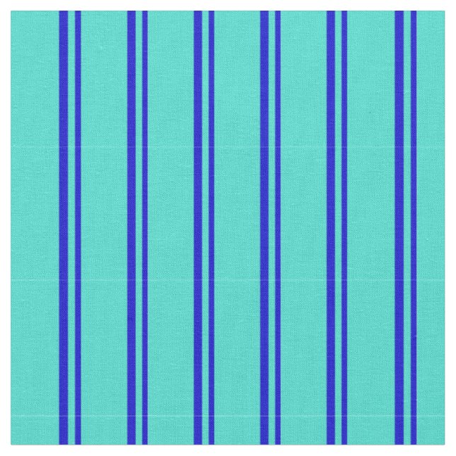 Blue & Turquoise Pattern of Stripes Fabric (Close Up)