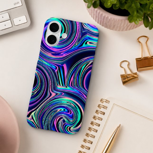 Blue Turquoise Purple Pink Spiral Art Pattern Case-Mate iPhone Case (Creator Uploaded)
