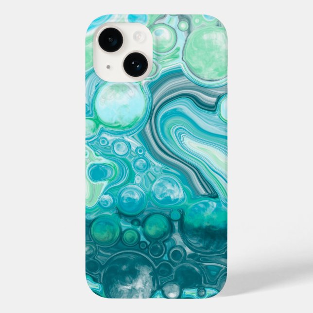 Blue, Turquoise Sea Waves and Bubbles     Case-Mate iPhone Case (Back)
