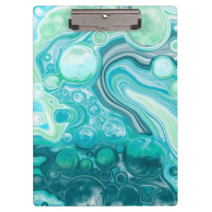 Blue, Turquoise Sea Waves and Bubbles Clipboard