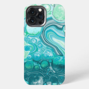 Blue, Turquoise Sea Waves and Bubbles iPhone 13 Pro Max Case