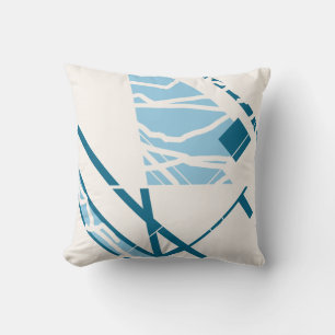 Blue Turquoise Slanted Classic Mediterranean Look Throw Pillow