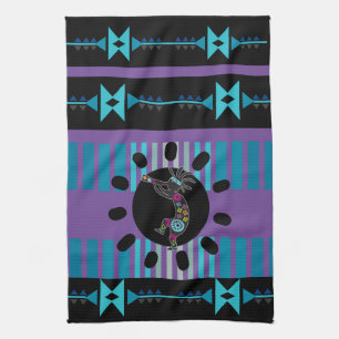 Blue Turquoise Southwestern Kokopelli Kitchen Towel