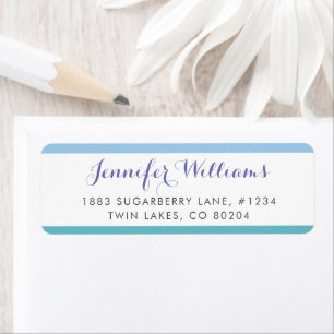Blue Turquoise Stripes Modern Return Address Label
