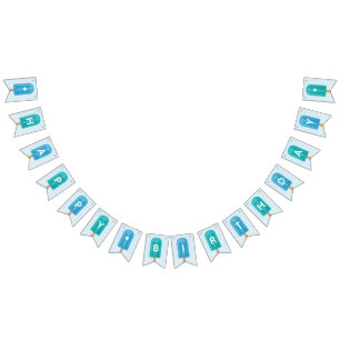 Blue & Turquoise Summer Popsicle Happy Birthday Bunting Flags