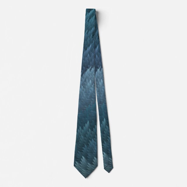 Blue Turquoise Tartan Feather Pattern Tie (Front)