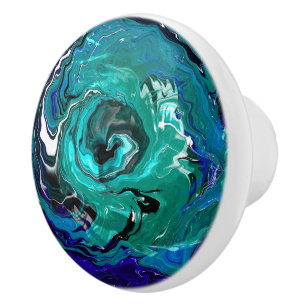 Blue, Turquoise, Teal Infinity Ceramic Knob