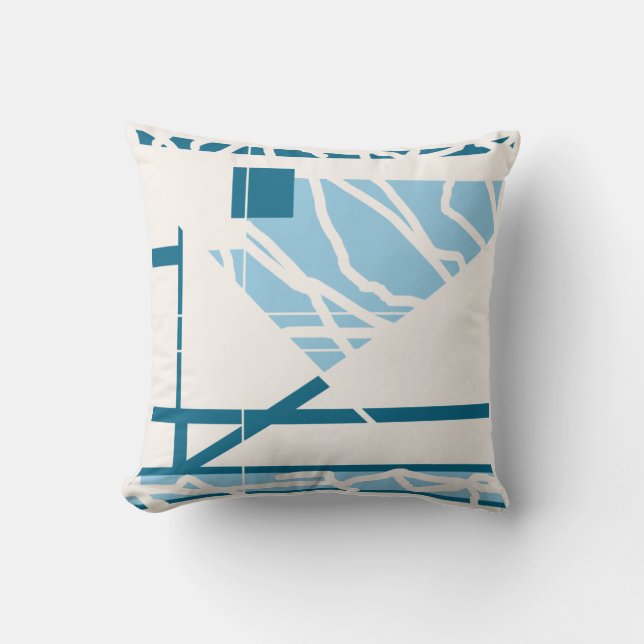 Blue Turquoise Triangle Classic Mediterranean Look Throw Pillow (Front)