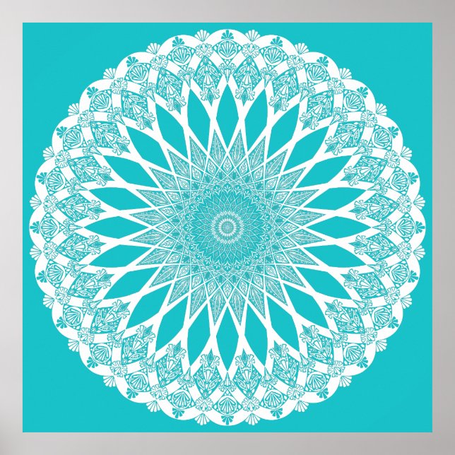 Blue Turquoise Tristyns Mandala Poster (Front)