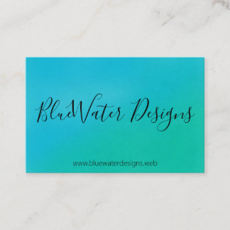 Blue Turquoise Watercolour With Calligraphy Font Business Card