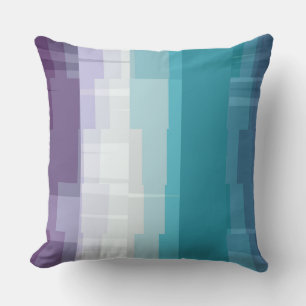 blue, Turquoise, white and Purple geometric Throw Pillow