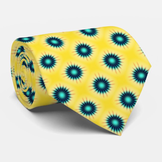 Blue Turquoise Yellow Tie (Rolled)