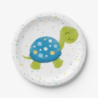 Blue Turtle Confetti Party Plate