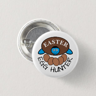 Blue Turtle Egg, Easter Egg Hunter 1 Inch Round Button