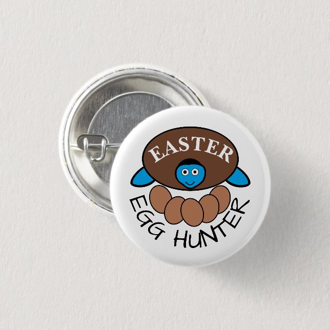 Blue Turtle Egg, Easter Egg Hunter 1 Inch Round Button (Front & Back)