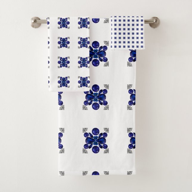Blue Turtle Pattern Bath Towel Set (Insitu)