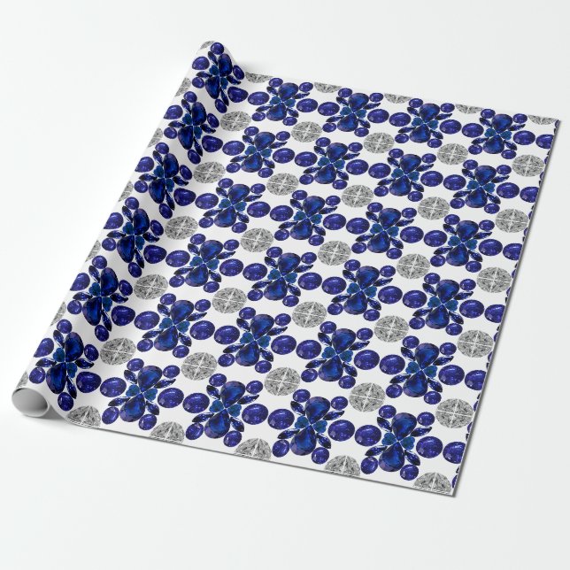 Blue Turtle Pattern Wrapping Paper (Unrolled)