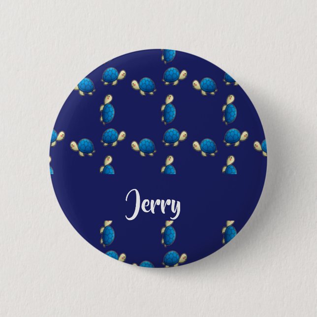 blue turtles 2 inch round button (Front)