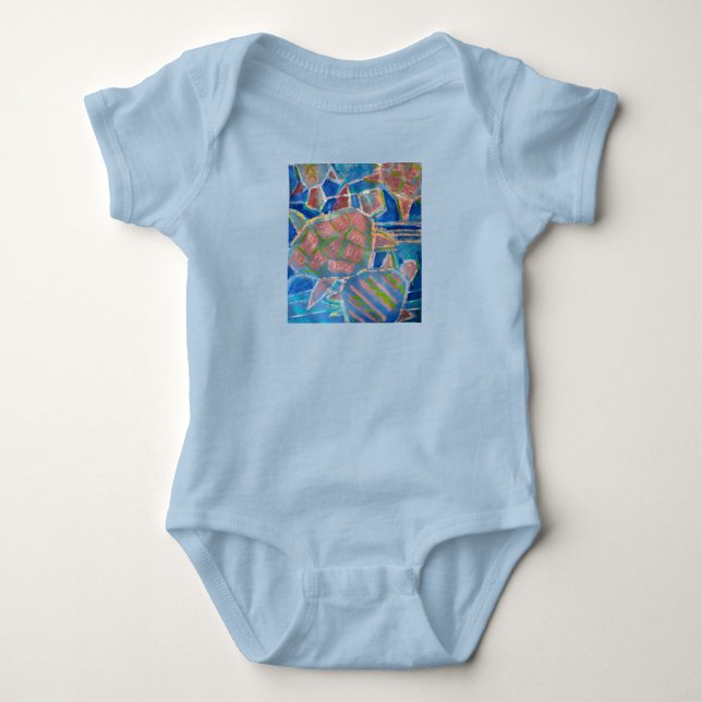 Blue Turtles baby romper (Front)