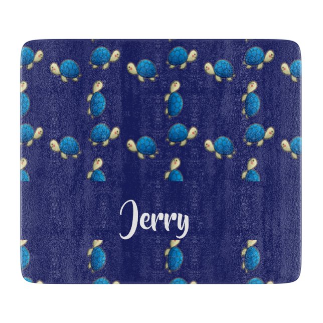 blue turtles cutting board (Front)