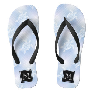 Blue Turtles Pattern Flip Flops