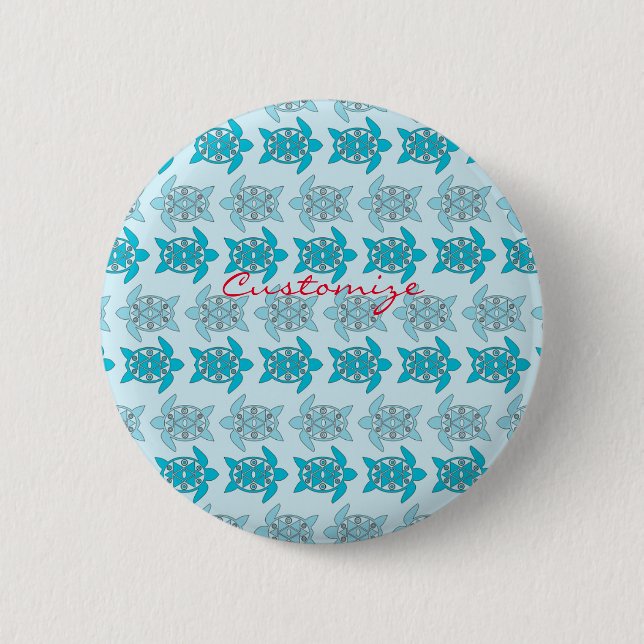 Blue Turtles Swimming Thunder_Cove 2 Inch Round Button (Front)
