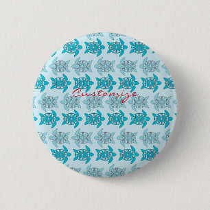 Blue Turtles Swimming Thunder_Cove 2 Inch Round Button