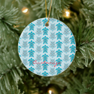 Blue Turtles Swimming Thunder_Cove Ceramic Ornament