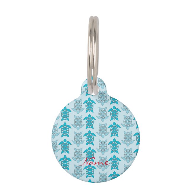 Blue Turtles Swimming Thunder_Cove Pet Tag (Back)