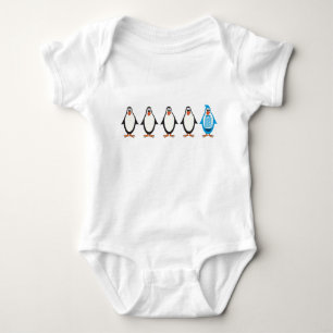 Blue tux penguin baby bodysuit