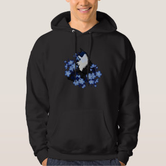 Blue Tuxedo Cat Flower Spring Cats Hoodie