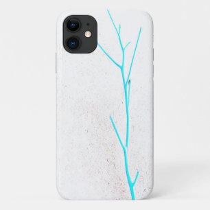 Blue Twig White Concrete Texture iPhone 11 Case