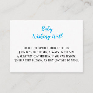 Blue Twin Baby Boys Wishing Well Baby Shower Enclosure Card