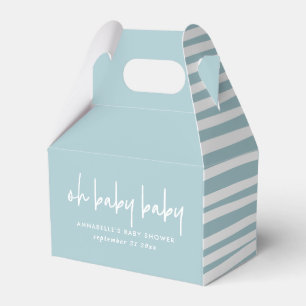 Blue twin baby shower party typography modern favor box