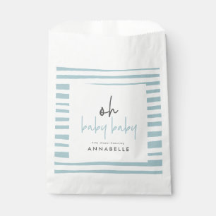 Blue twin baby shower typography modern favour bag